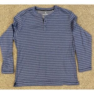 Tommy Bahama Mens Shadow Bay Henley Cotton Blend Long Sleeve Shirt Blue Sz Large